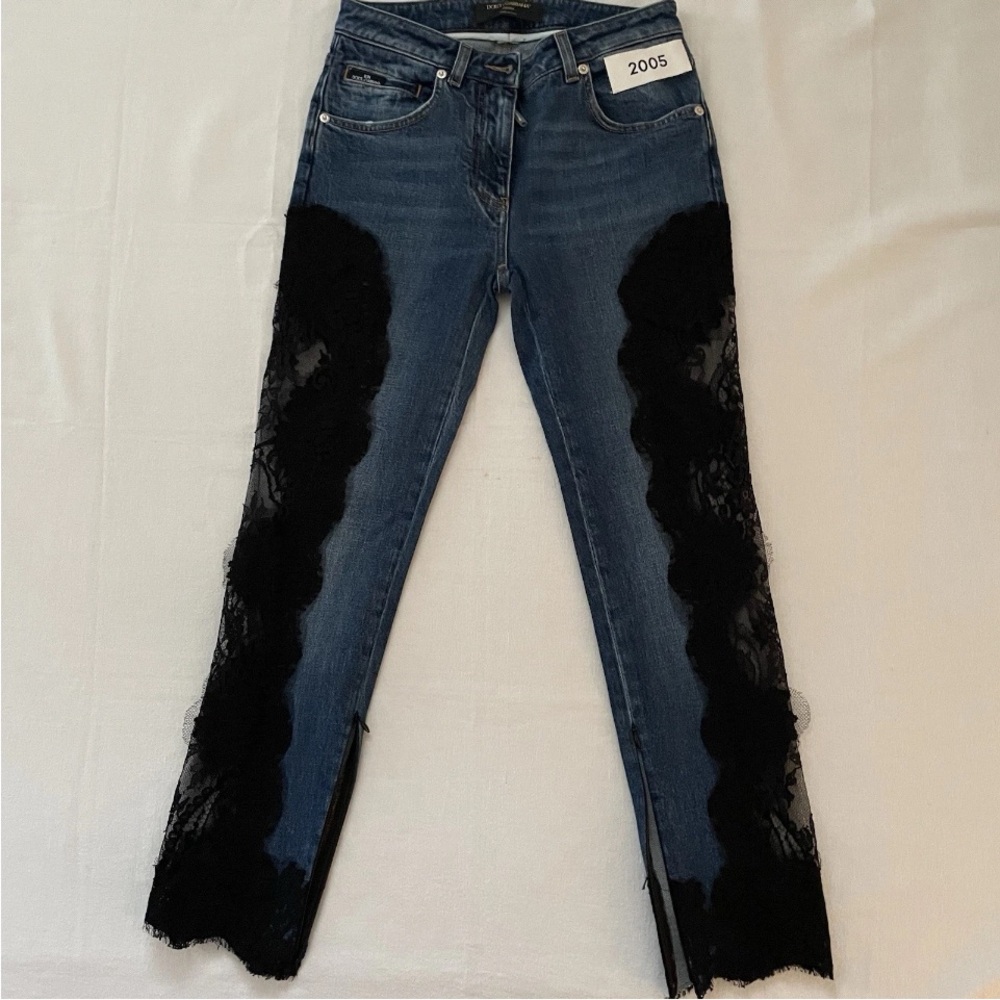 Dolce & Gabbana Kim Lace Panel Jeans IT 36 / US 0 Y2K bootcut Flare Italy